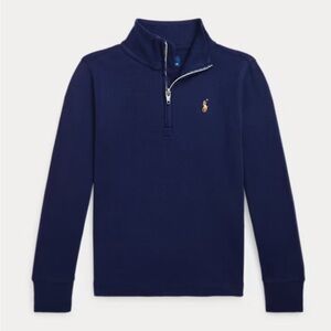 Cotton Interlock Quarter-Zip Pullover: Navy 3T